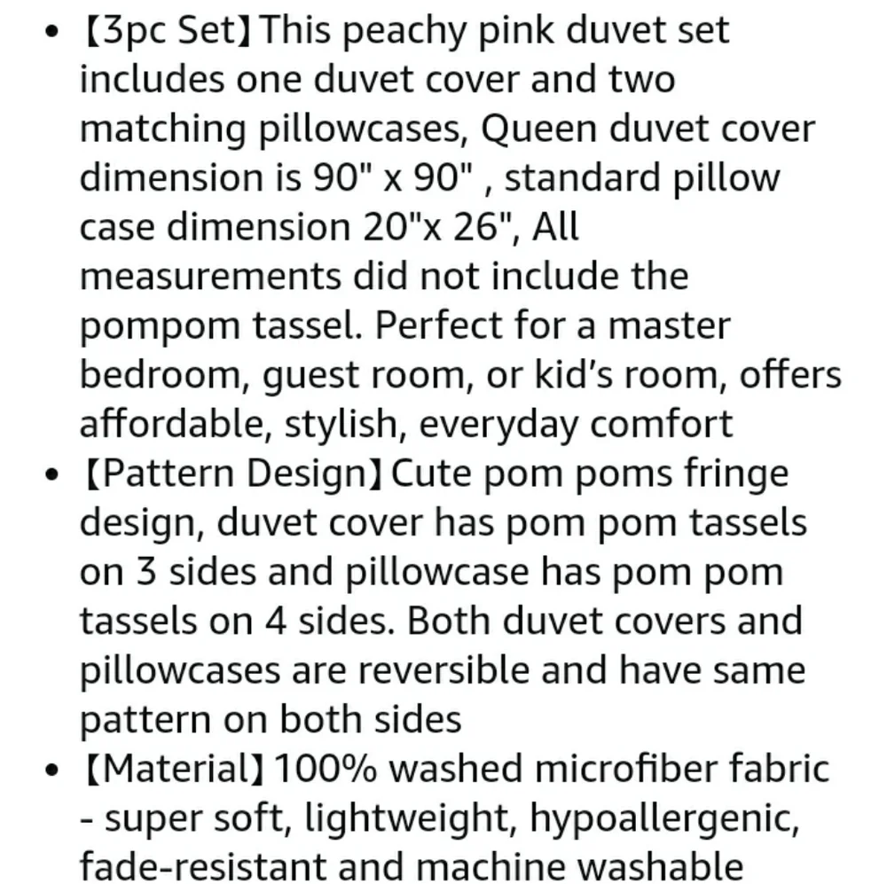 ⭐🆕Pom pom Peachy pink duvet cover set
